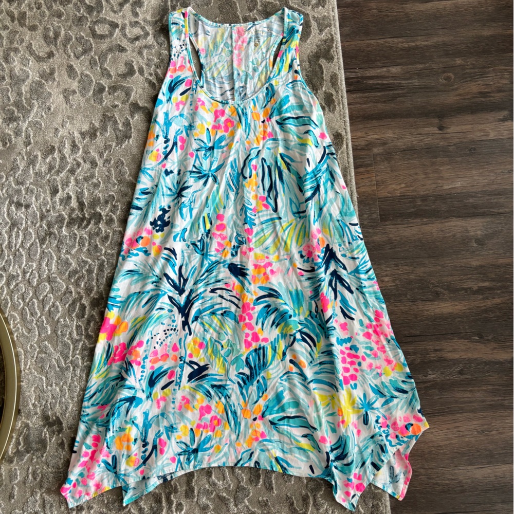 Lilly Pulitzer Asymmetrical Dress - Pink, Blue, Green Floral
